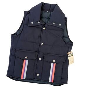 NWT VTG 70s 80s Stan Herman Golden Fleece FedEx Vest USA Made Navy Mens XXS